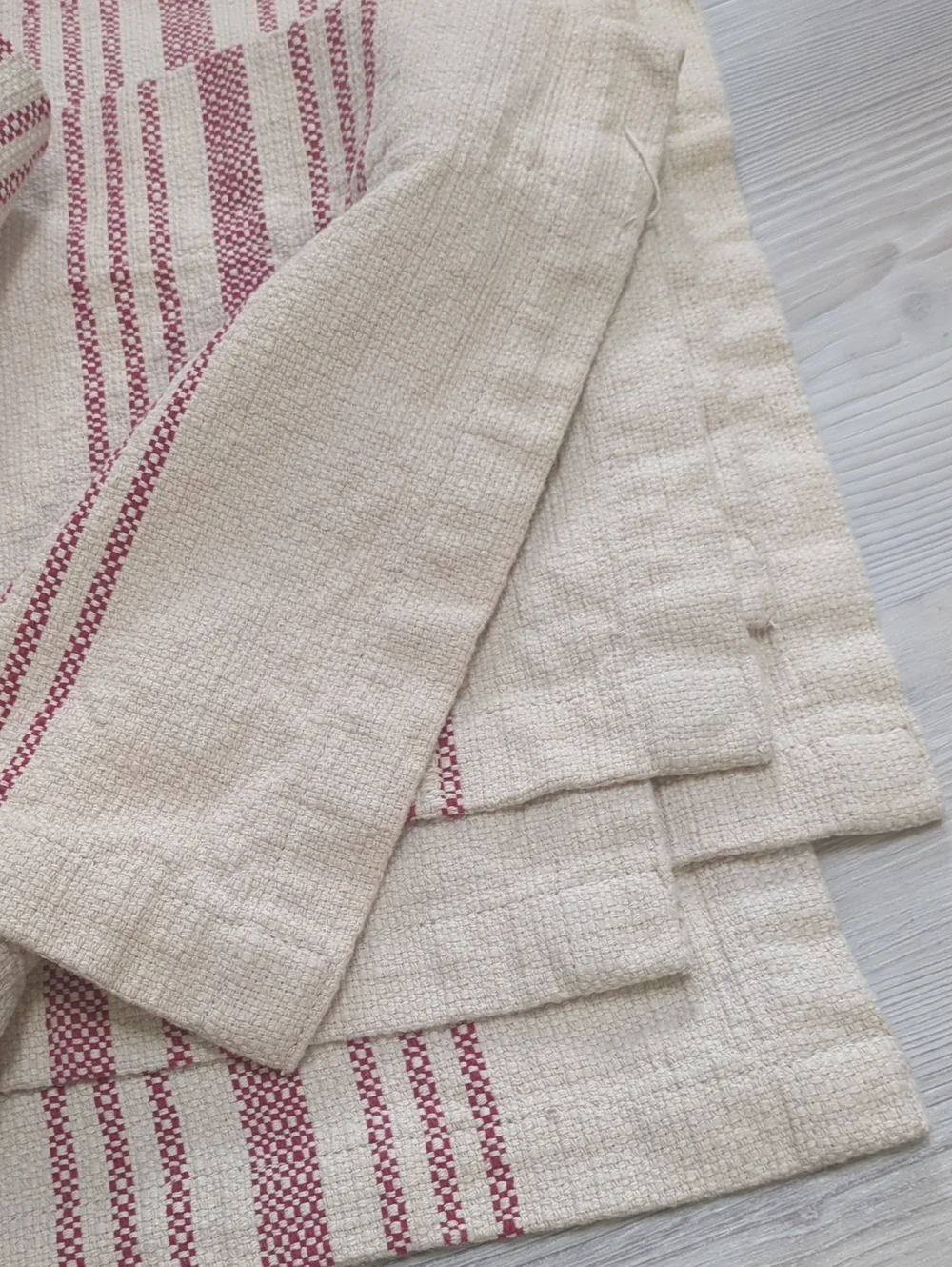 Pottery Barn Red Stripe Cotton Cafe Curtains Valances 50x13 Set of 7 Rustic Farm
